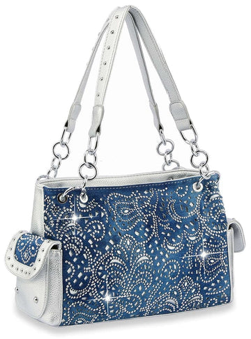 Sparkling Rhinestone Pattern Shoulder Bag - Silver